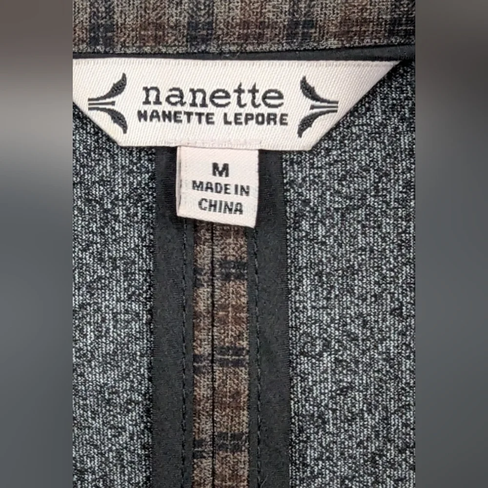 Nanette Lepore Size Medium Brown Plaid Stretch Blazer